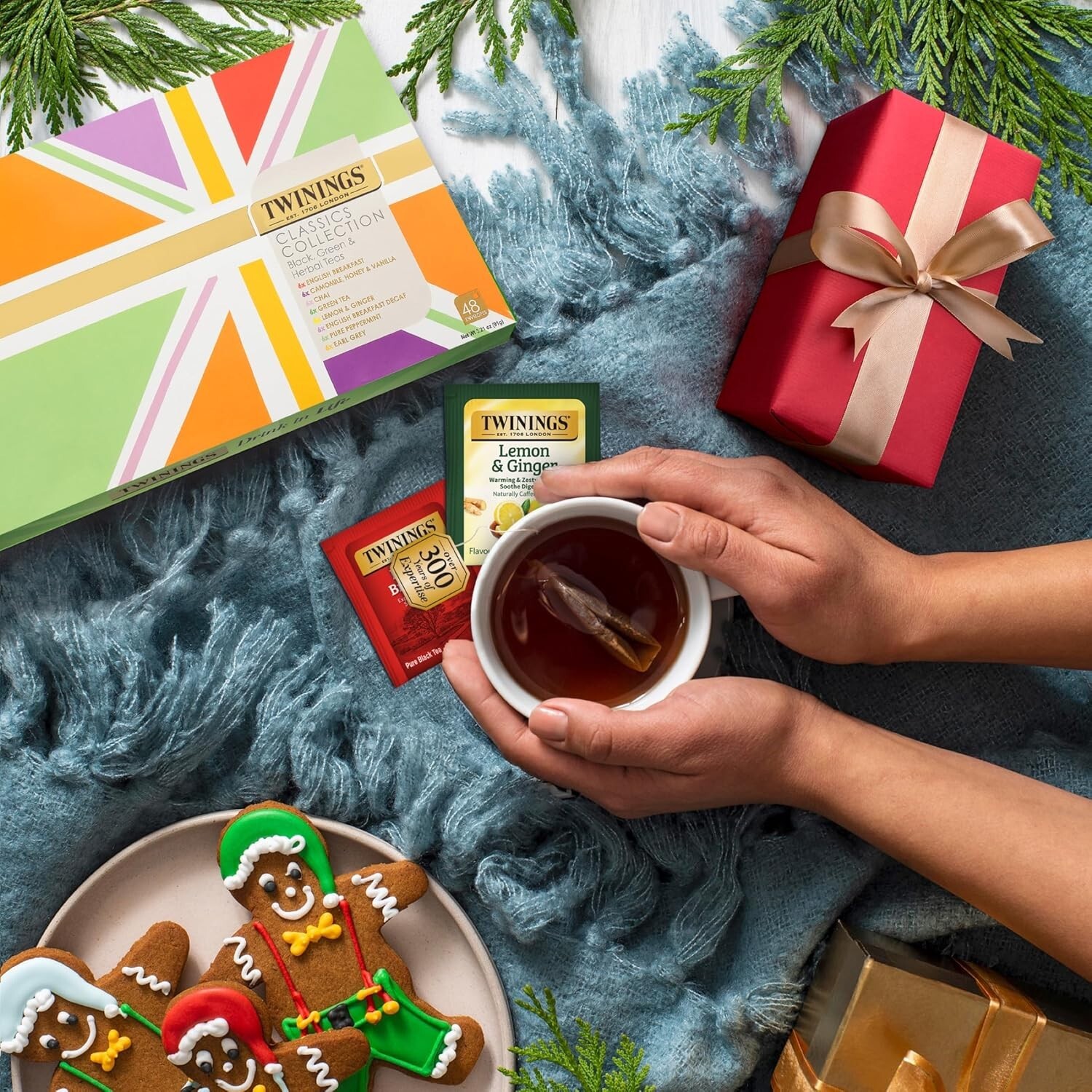Gourmet 48 Count Tea Sampler Gift Box – Includes Chai, Green & Herbal Teas
