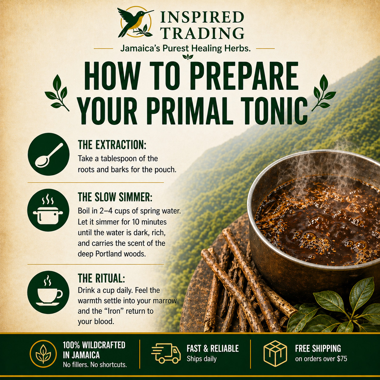 Jamaican Caveman Brew – Strong Back Tea- 7 Powerhouse Roots-Stamina & Energy