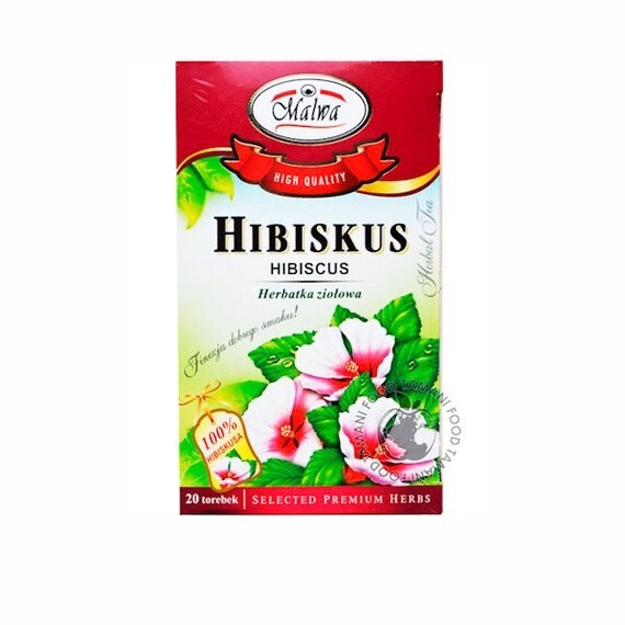 Malwa tea: HIBISCUS flower 1 box/ 20 tea bags- Made in Poland- FREE SHIPPING