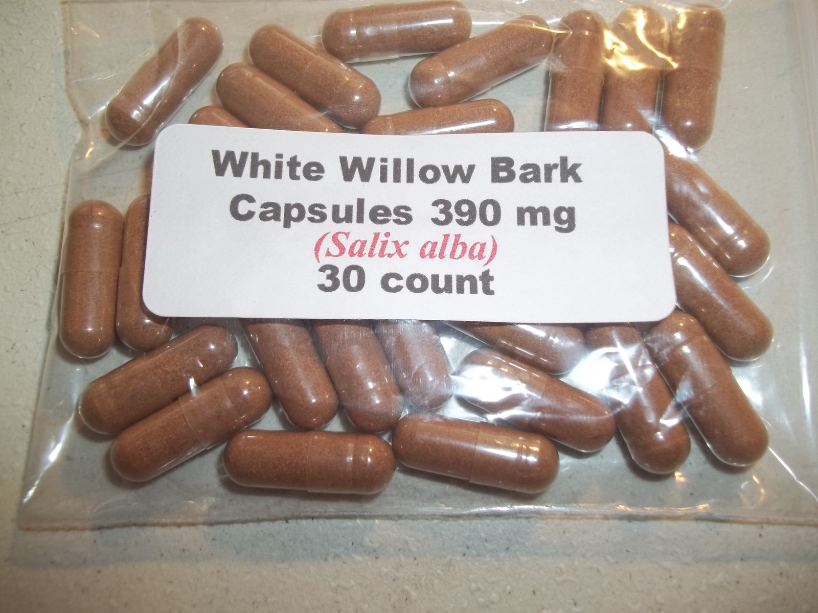 White Willow Bark Powder Capsules (Salix alba) 390 mg. 30 count