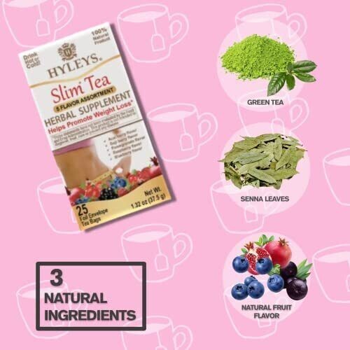 Hyleys Slim Tea 5 Flavors Weight Loss Herbal Supplement Cleanse & Detox – 25 Bag