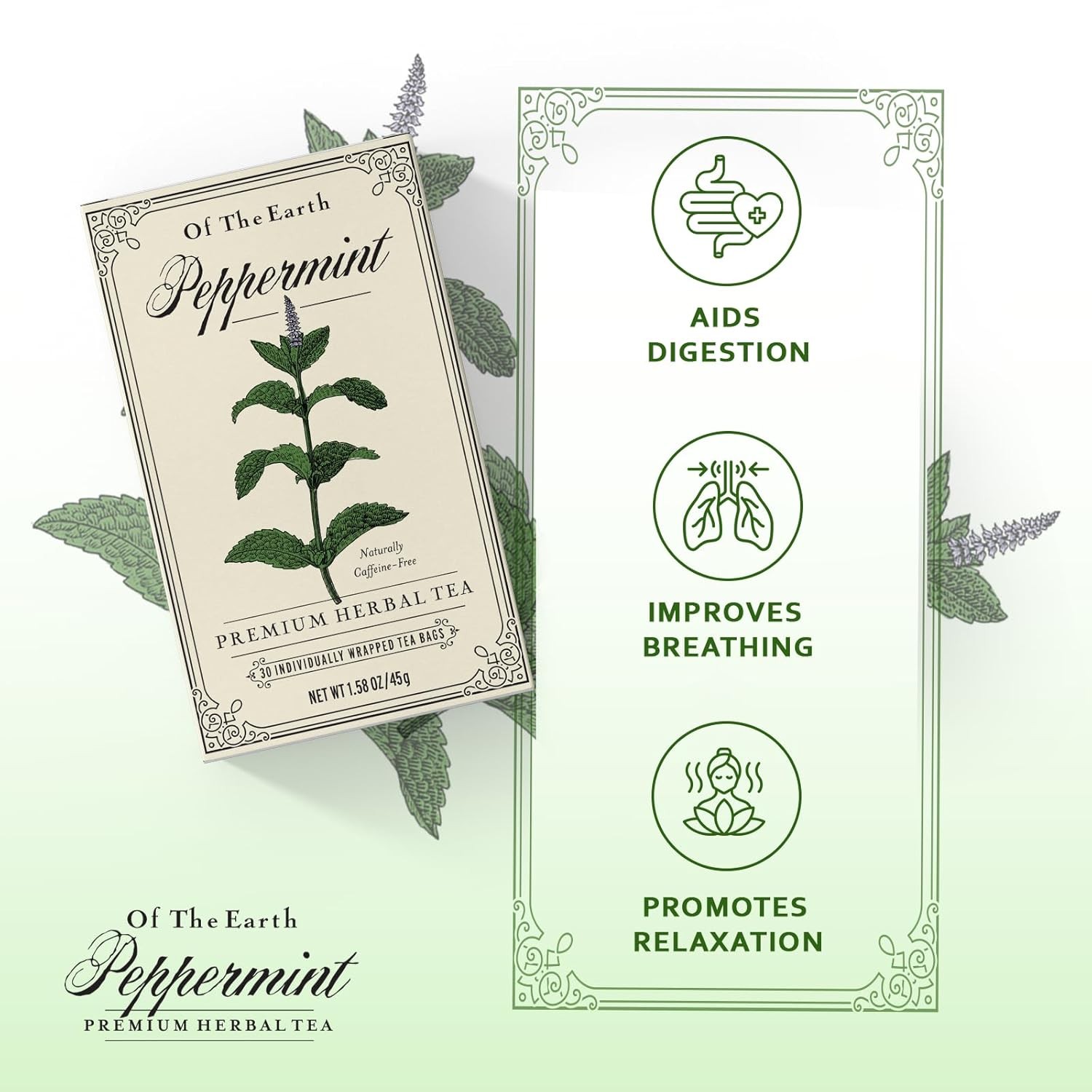 Of The Earth Organic Pure Peppermint Herbal Tea 30 Bags, 1.58 oz