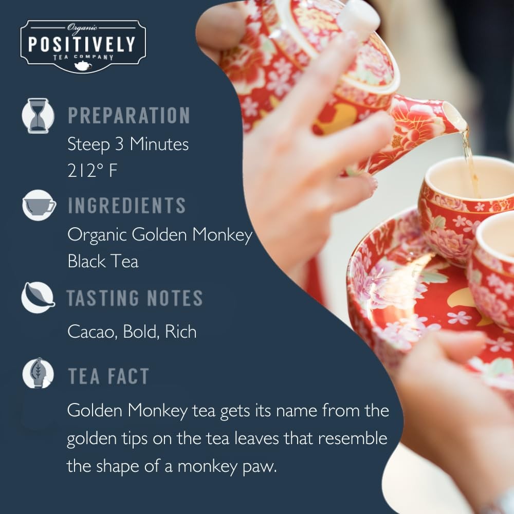 Organic Positively Tea Company, Golden Monkey Black Tea, 1 Pound (Pack of 1)