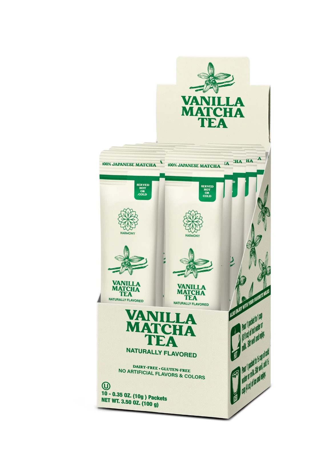 20 Harmony Matcha Vanilla Japanese Matcha, Sweetened w/ Organic Sugar On-the Go