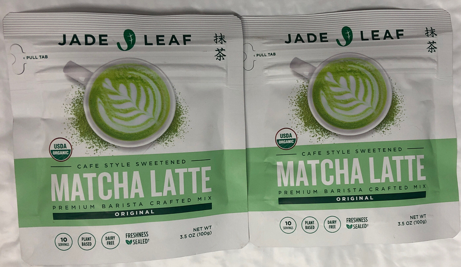 NEW (2) Jade Leaf MATCHA LATTE Organic Cafe SwPremium Barista Crafted Mix 3.5 Oz