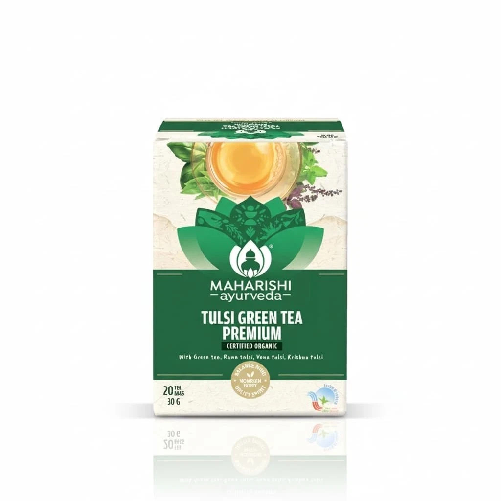 Maharishi Ayurveda All Natural Tulsi Green Tea Premium Herbal Tea, 20 Tea Bag