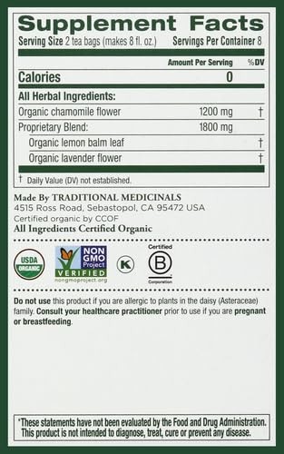 Organic Herbal Tea 16 Count Chamomile Lavender Lemon Balm Calm Digestive Rela…