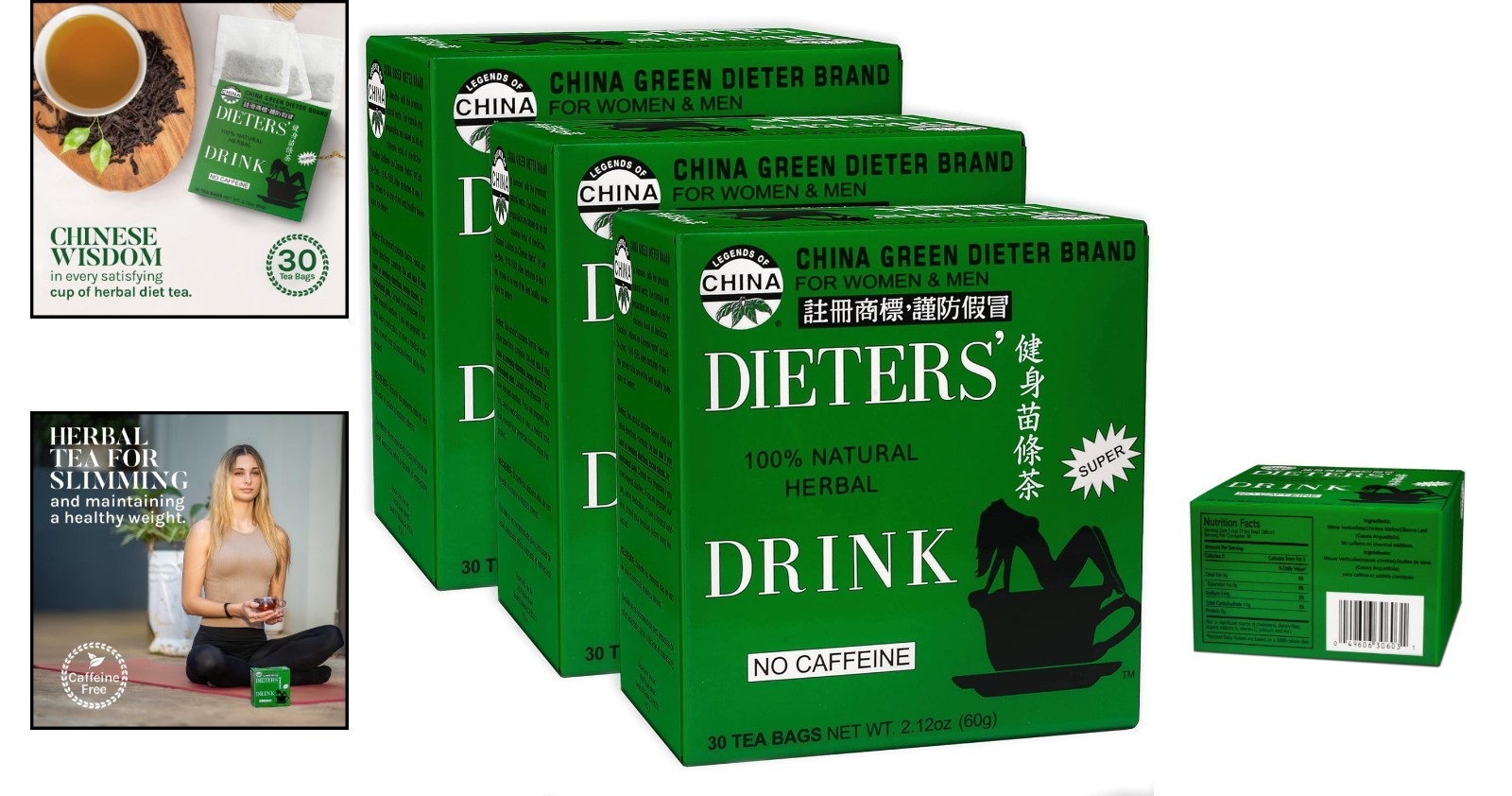 Uncle Lees Senna Detox Tea Pack of 3 Caffeine-Free Herbal Digestive Support