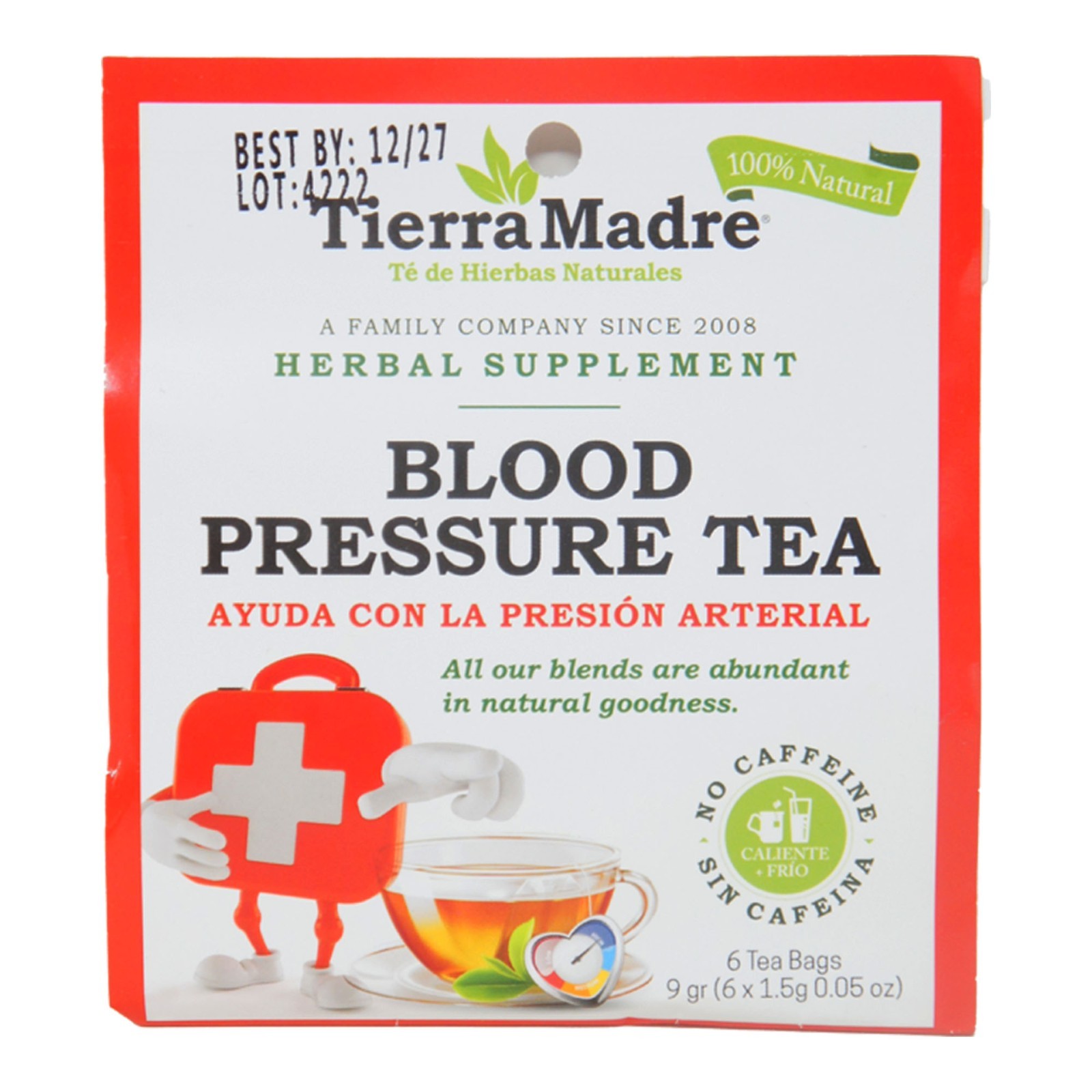 Tierra Madre Blood Pressure Tea – Precion Arterial – 1.5G (3 Pack – 18 Tea Bag)