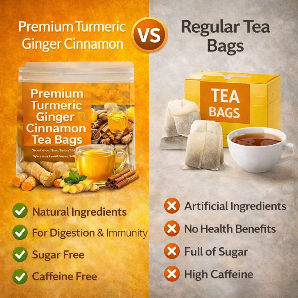 120 Premium Turmeric Ginger Cinnamon Tea Bags, 100% Natural &No Additive Support