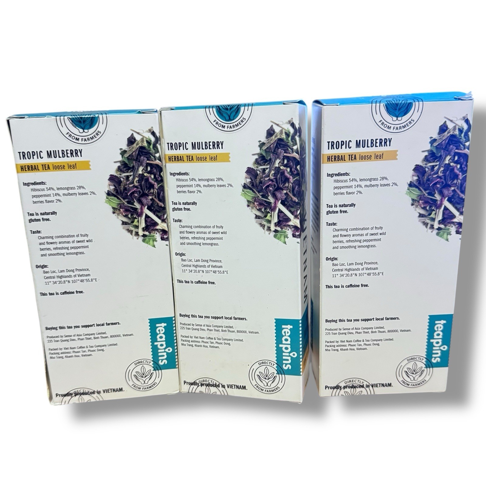 3 Boxes Vietnam Loose Leaf Tea Tropic Mulberry Teapins Discontinued See Photos