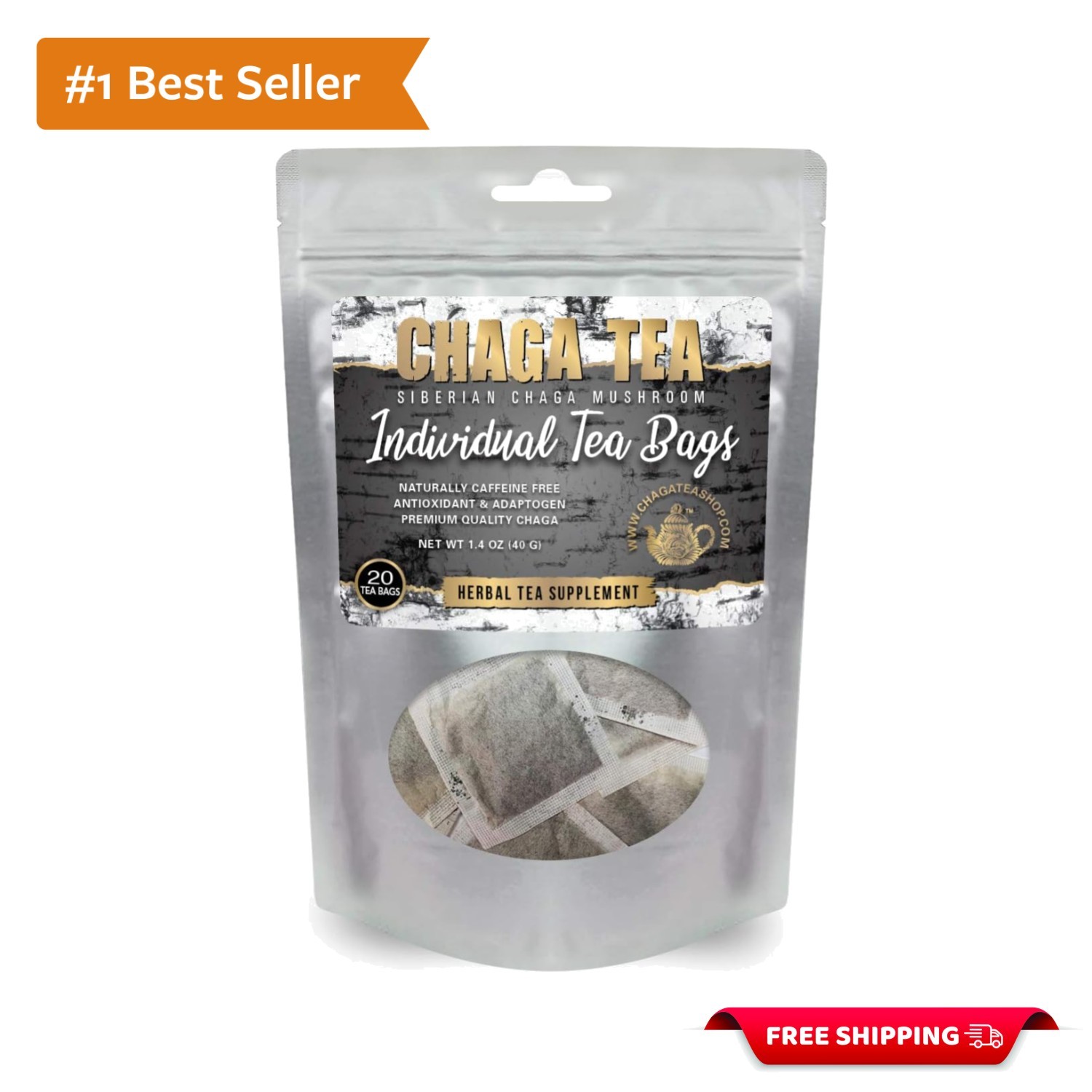 Siberian Chaga Mushroom Individual Filter Tea Bags 20 Filter Bags Net Wt 1.4…