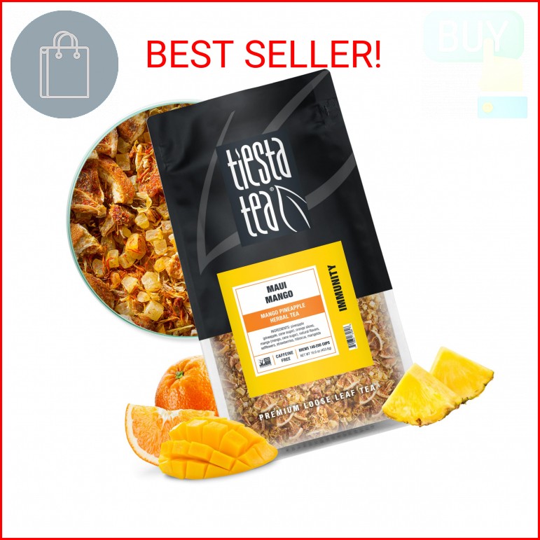 Tiesta Tea Maui Mango, Loose Leaf, Mango Pineapple Herbal Tea, Premium Non-Caffe