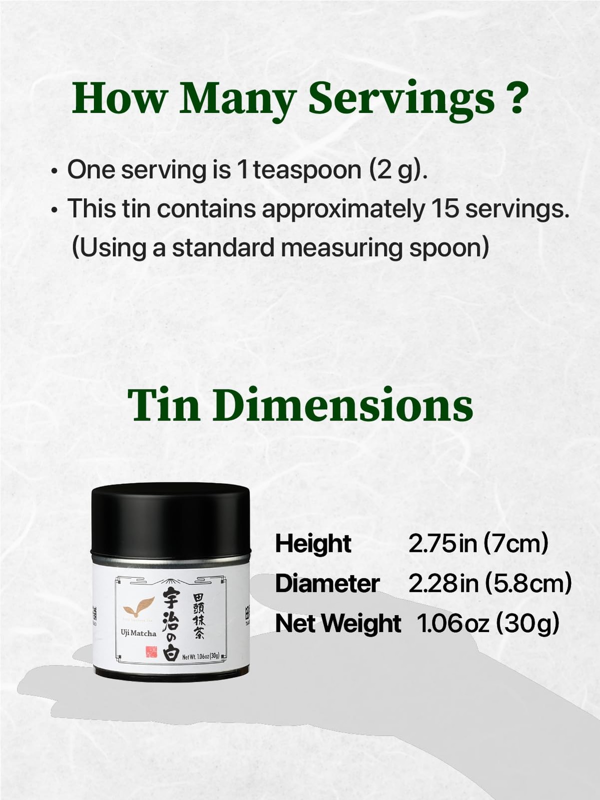 “Uji no Shiro” Uji Matcha Green Tea Powder (30g/1.06oz) – First Harvest, Ston…