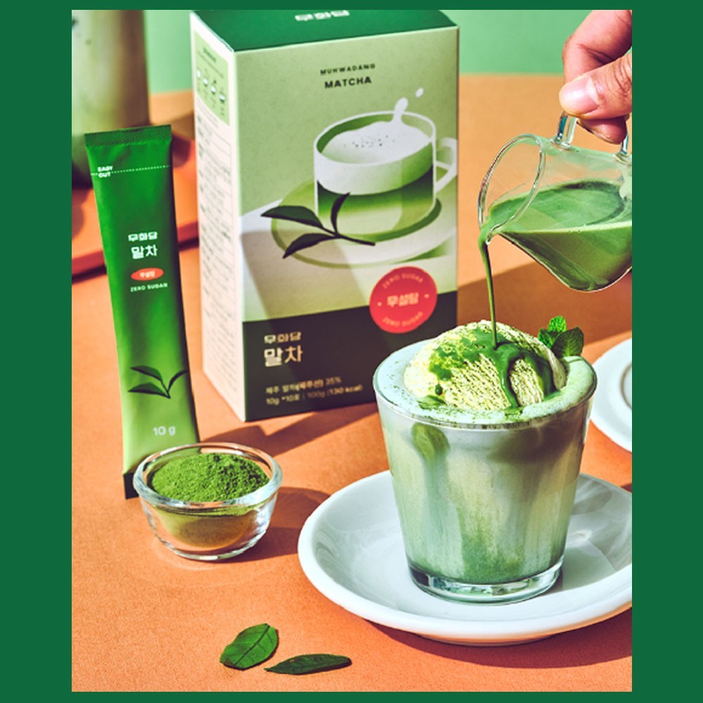 MooHwaDang Sugar‑Free Jeju Matcha (10g × 10 Sticks) – Low Calorie, Pregnancy Saf