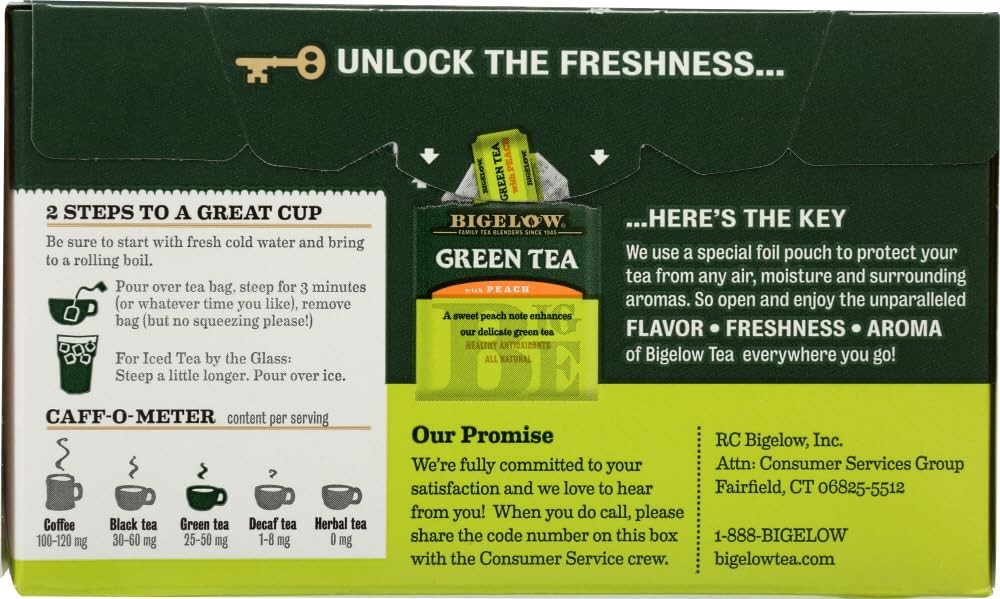 Bigelow Green Tea with Peach 20 ea (Pack of 2) 20 Count