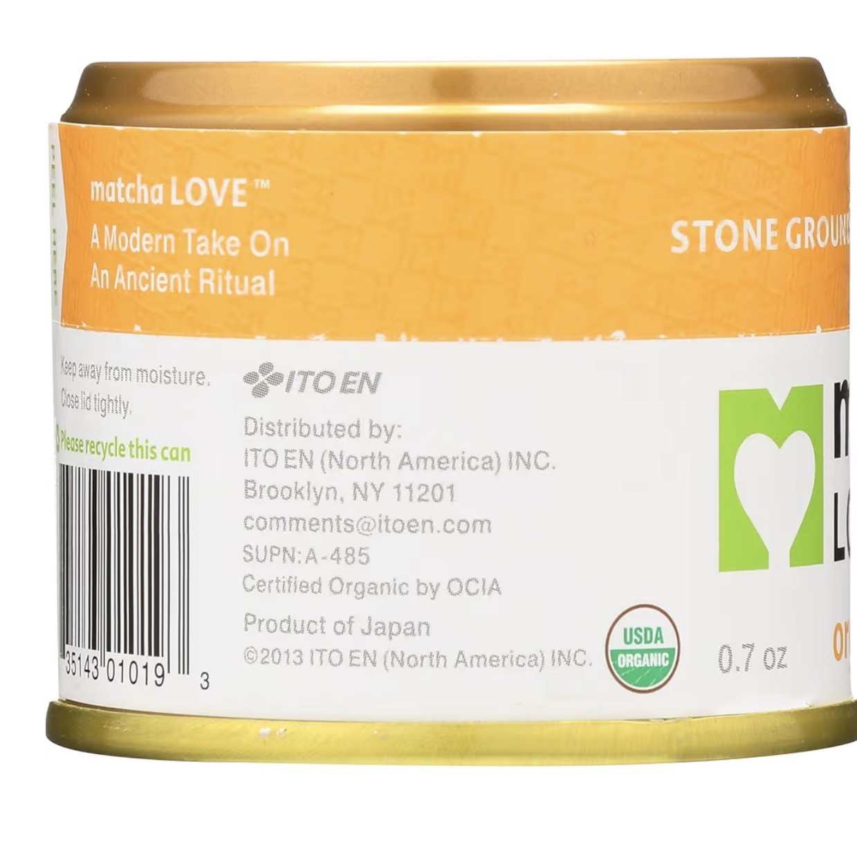 Matcha Love Organic Ceremonial Japanese Matcha Green Tea 0.7 Ounce Canister