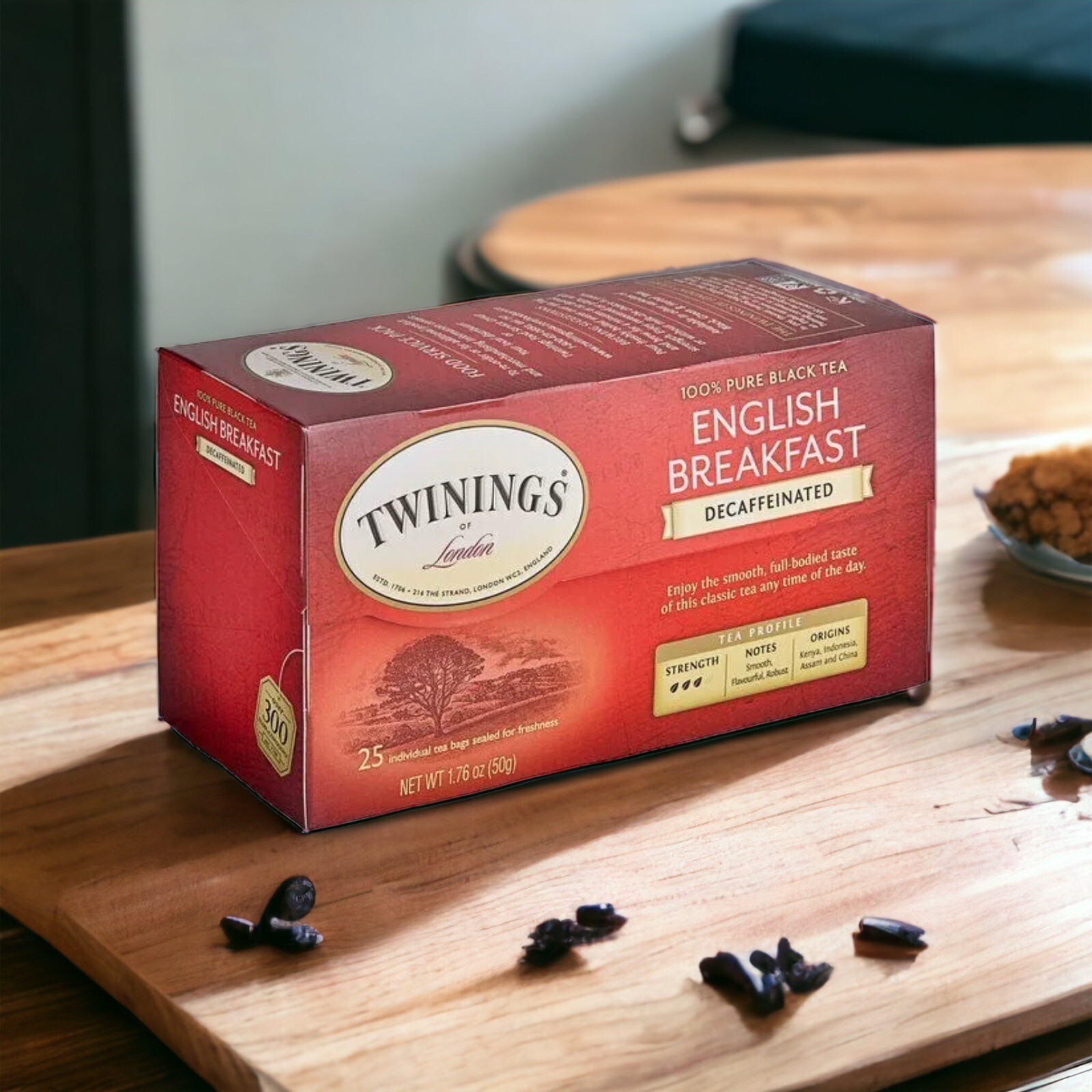 Twinings English Breakfast Decaffeinated Tea Bags – 20/Box-4 Boxes-BB 08/2025