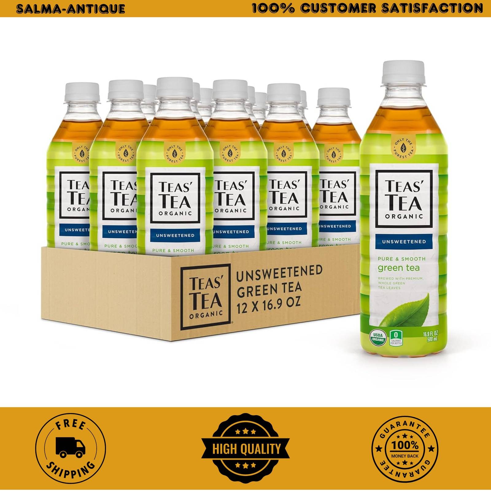 Ito En Teas’ Tea Unsweetened Green Tea 16.9 oz Bottles – 12 Pack