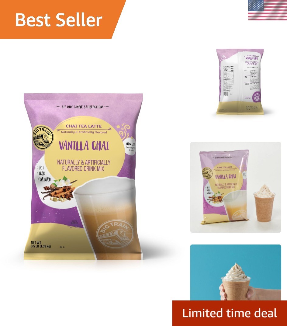 Gourmet Vanilla Chai Tea Latte Mix, 56 oz – Instant Hot & Iced Beverage
