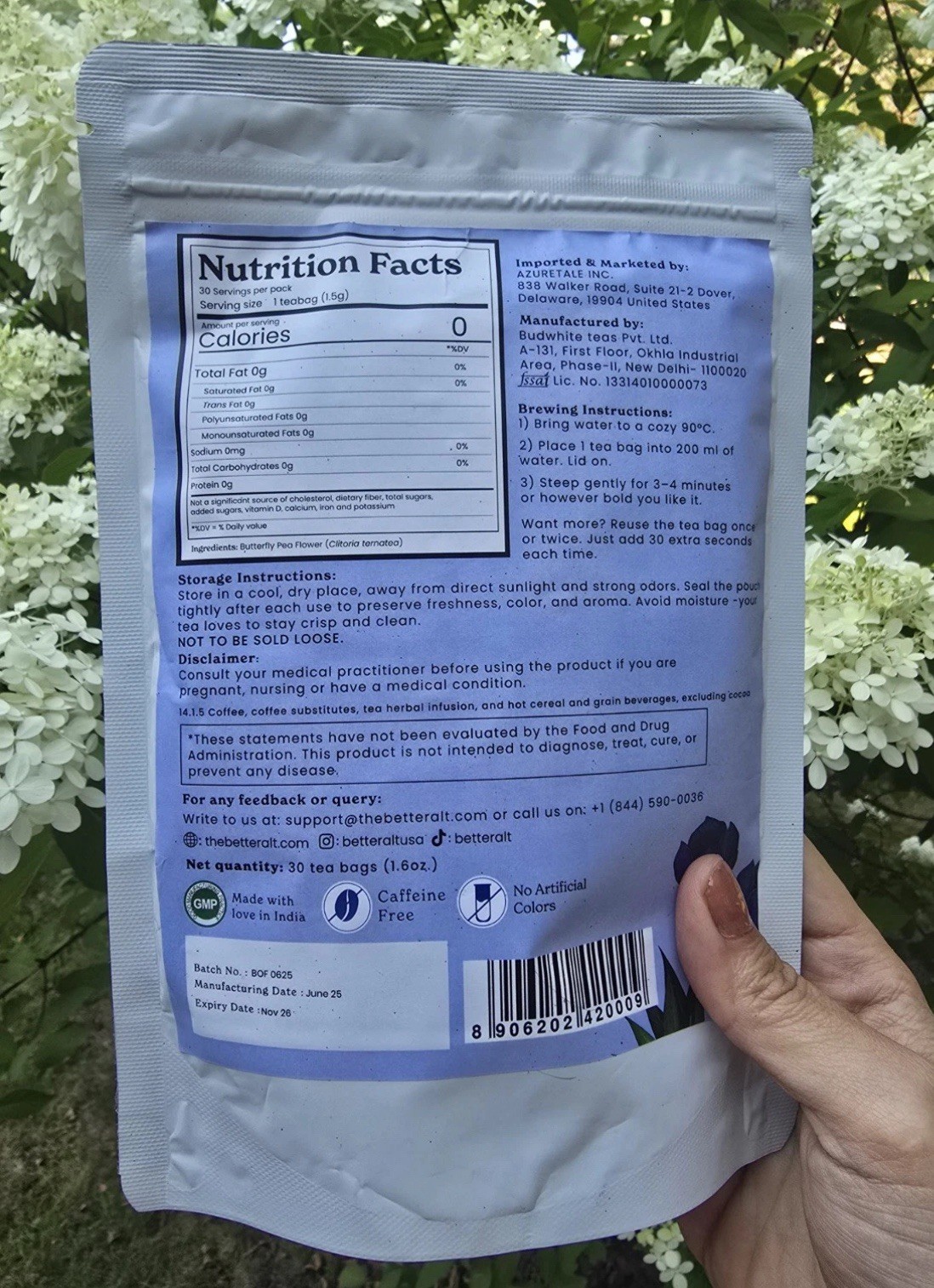 BetterAlt Blue Burn Butterfly Pea Flower Tea – Herbal Antioxidant Caffeine-Free