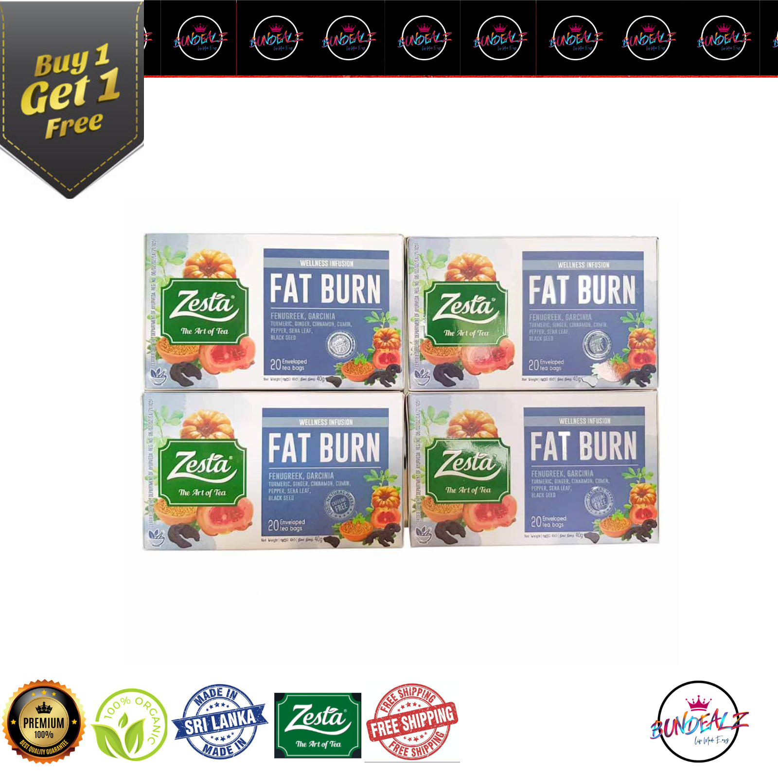 ZESTA Wellness Infusion Herbal Fat Burn Ceylon Black tea Buy 1 Get 1 offer + FS