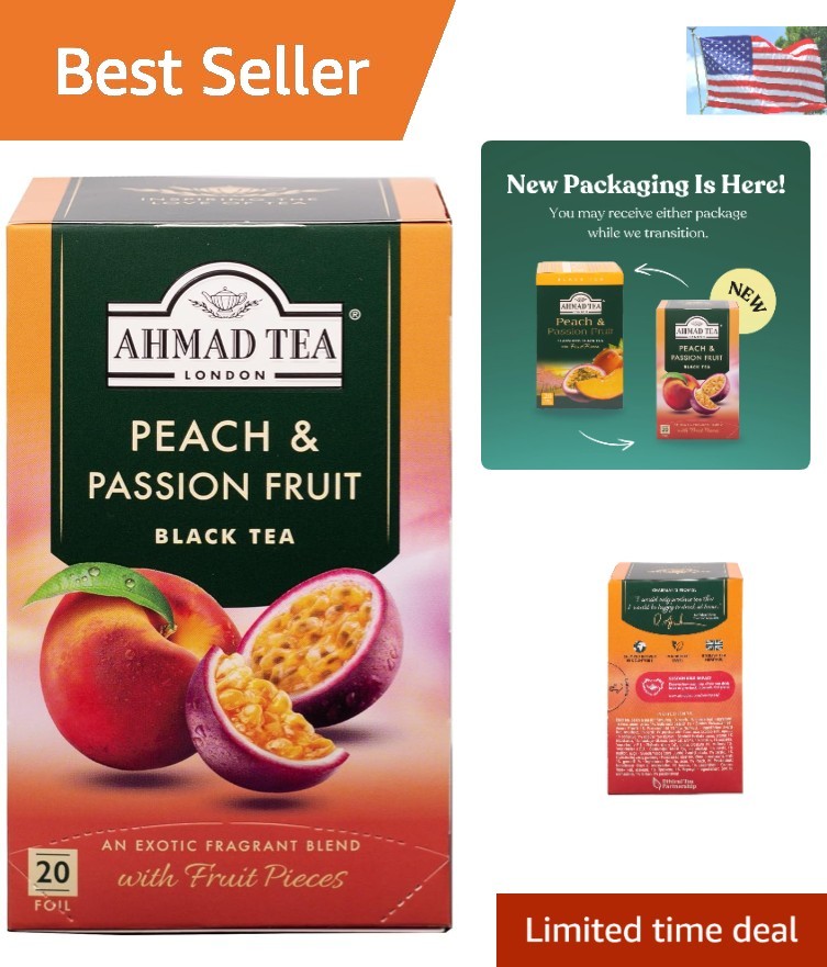 Naturally Caffeinated Peach & Passion Fruit Tea Bags – 20s Box