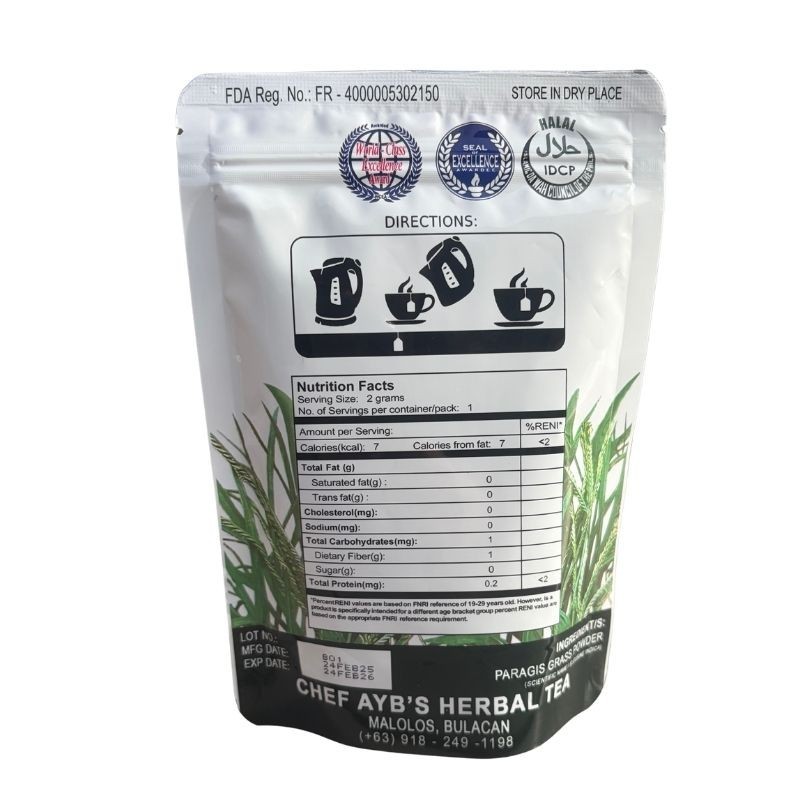 Chef Aybs Paragis Herbal Tea 10 Bags 100% Natural Goose Grass Tea Caffeine-Free