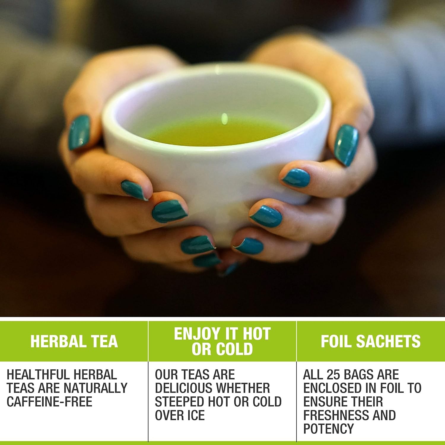 Organic Moringa Caffeine Herbal Tea – Original Flavor – 25 Premium Double