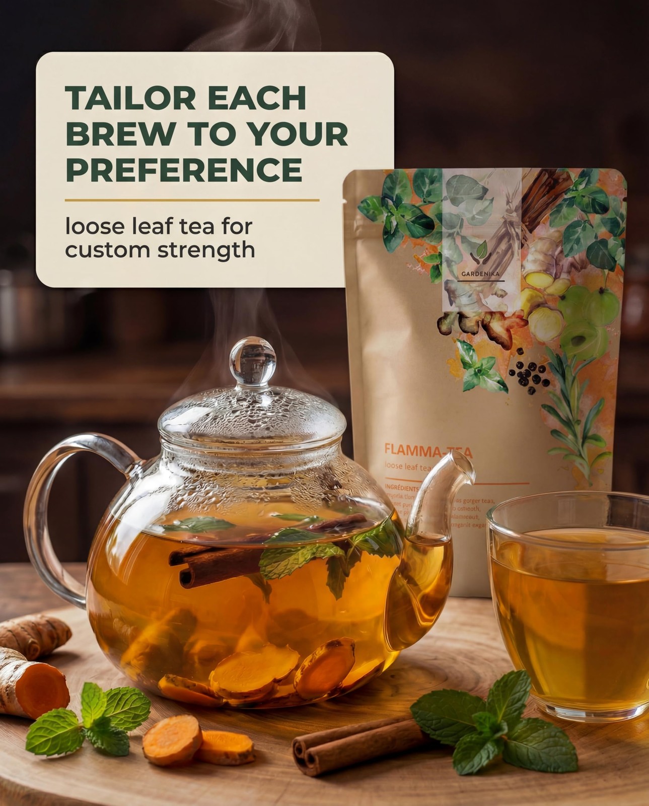 Organic Flamma-tea Loose Leaf Tea | Premium Turmeric Ginger Blend with Cinnam…