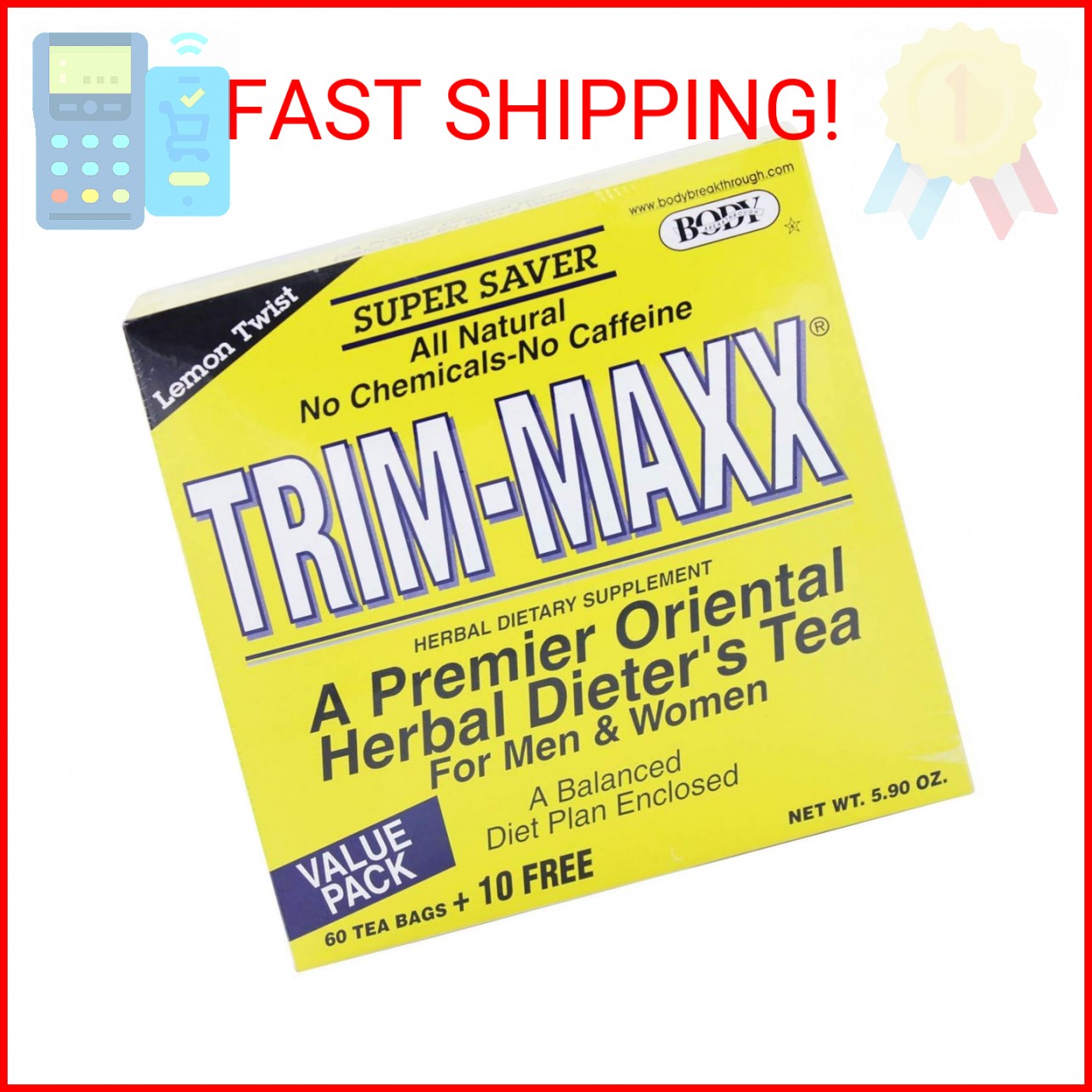 Body Breakthrough Diet Trim-Maxx Tea Lemon, 60 Count