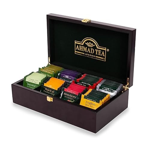 Wooden Tea Box with 80 Assorted Tea Bags – Perfect Gift for Tea Lovers