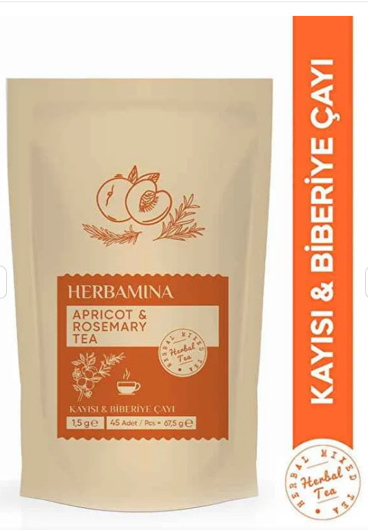 Herbamina Apricot & Rosemary Herbal Tea 45 Sachets 67.5g Turkish Herbal Blend