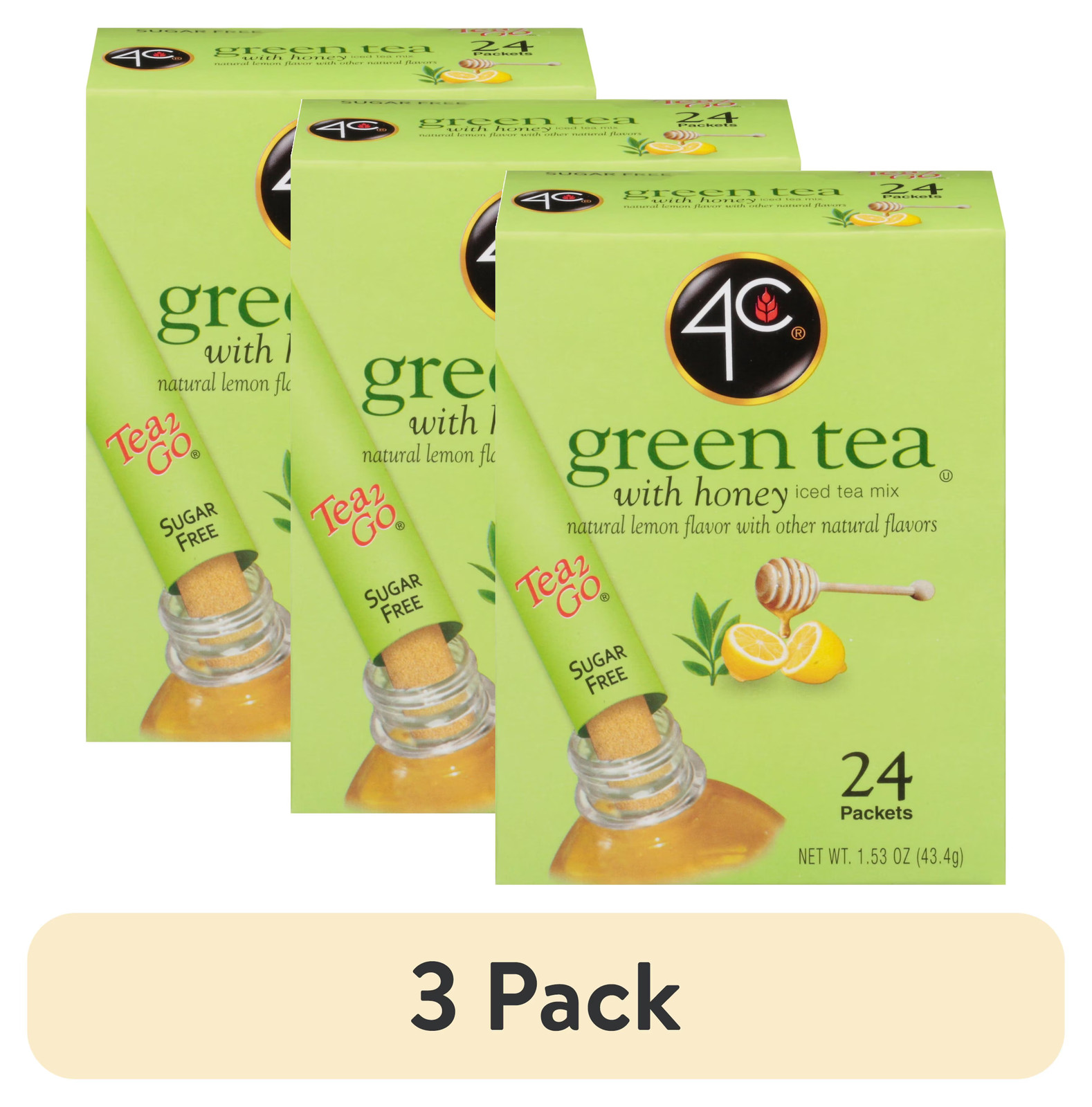 Green Tea with Honey Sticks 24 Packets 3 Pack