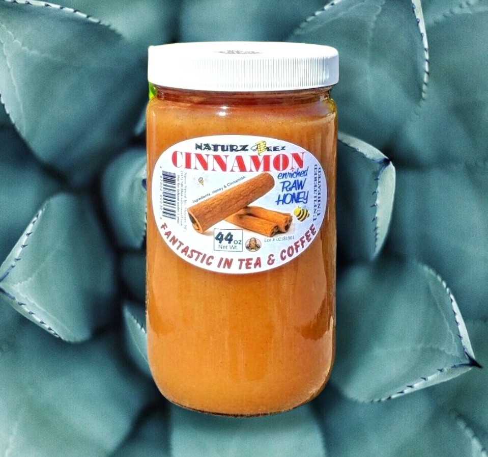 RAW HONEY with CINNAMON 2.75 Lb 44oz 1.25kg 100% PURE USA HONEY