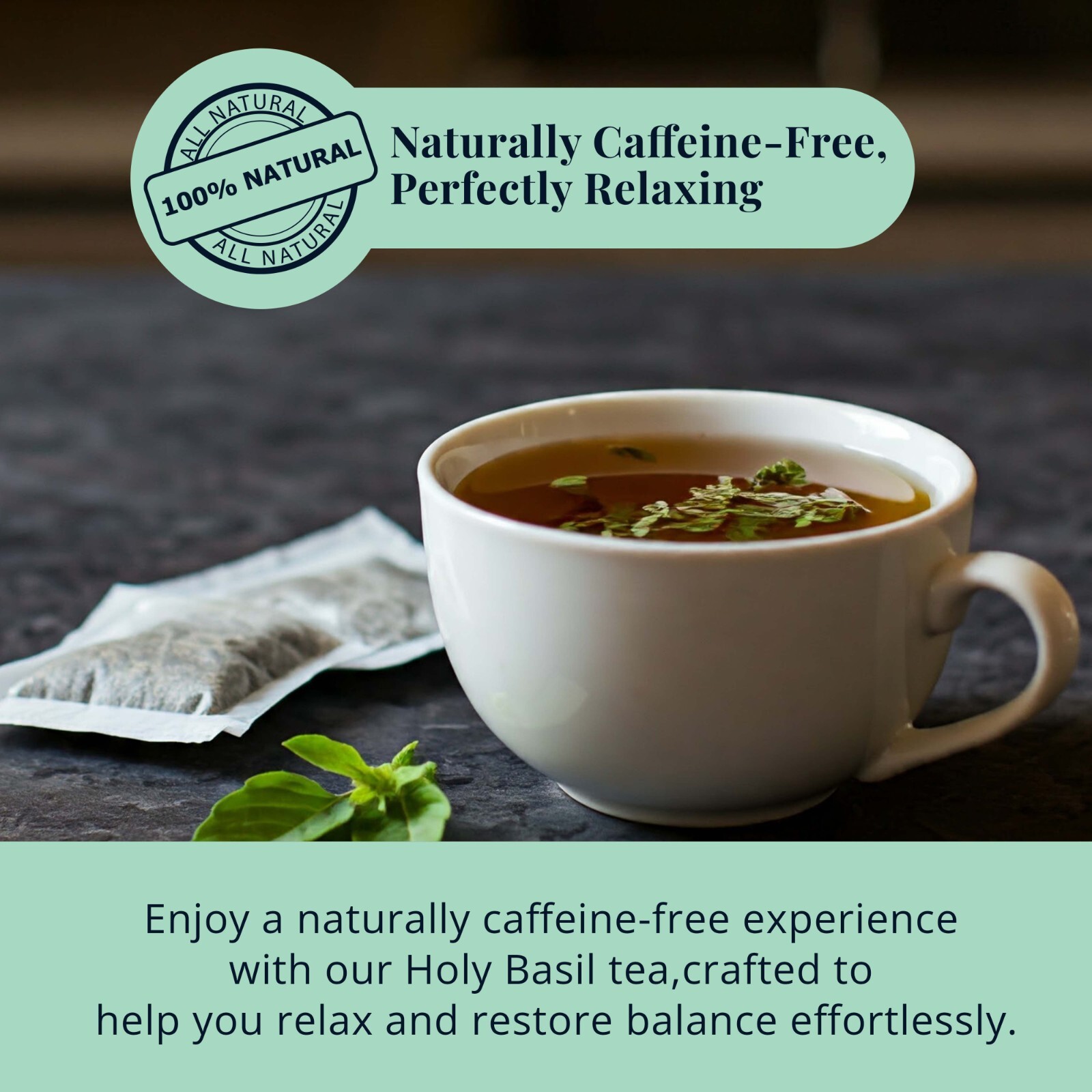 150 Holy Basil Tea Bags, 100% Natural Holy Basil Leaves, All Natural Herbal Tea