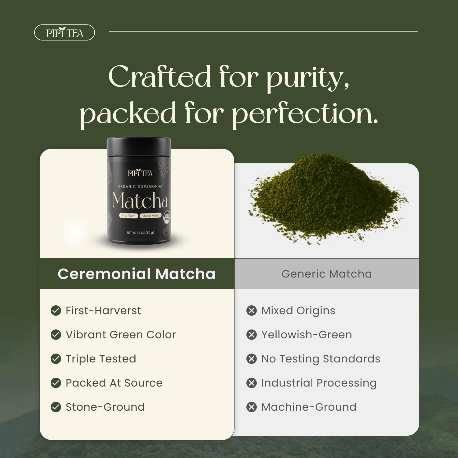 PiPi Tea Ceremonial Grade Matcha Green Tea Powder – Stone Ground Pure Matcha …