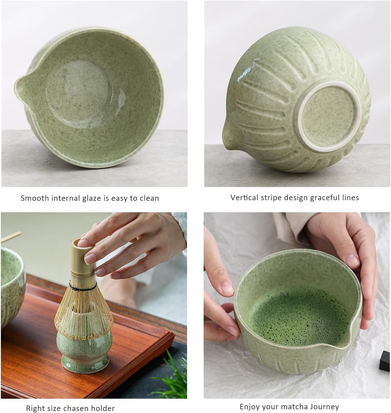 Matcha Set – Match Bowl and Whisk, 15 OZ, Matcha Scoop | Matcha Whisk Stand (Cha