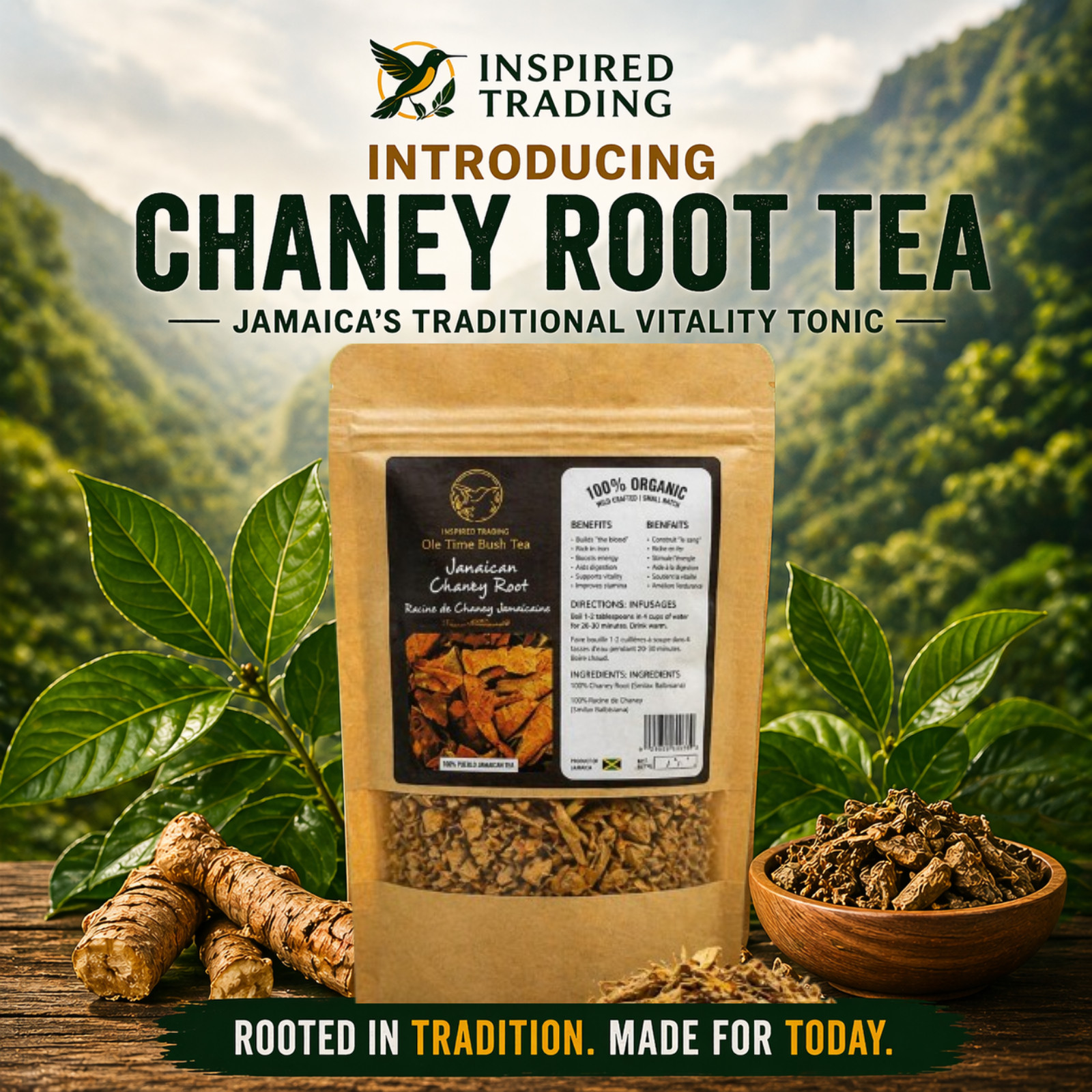 Jamaican Chaney Root Tea 2 Pack Dried Strong Back Roots Herbal Tea