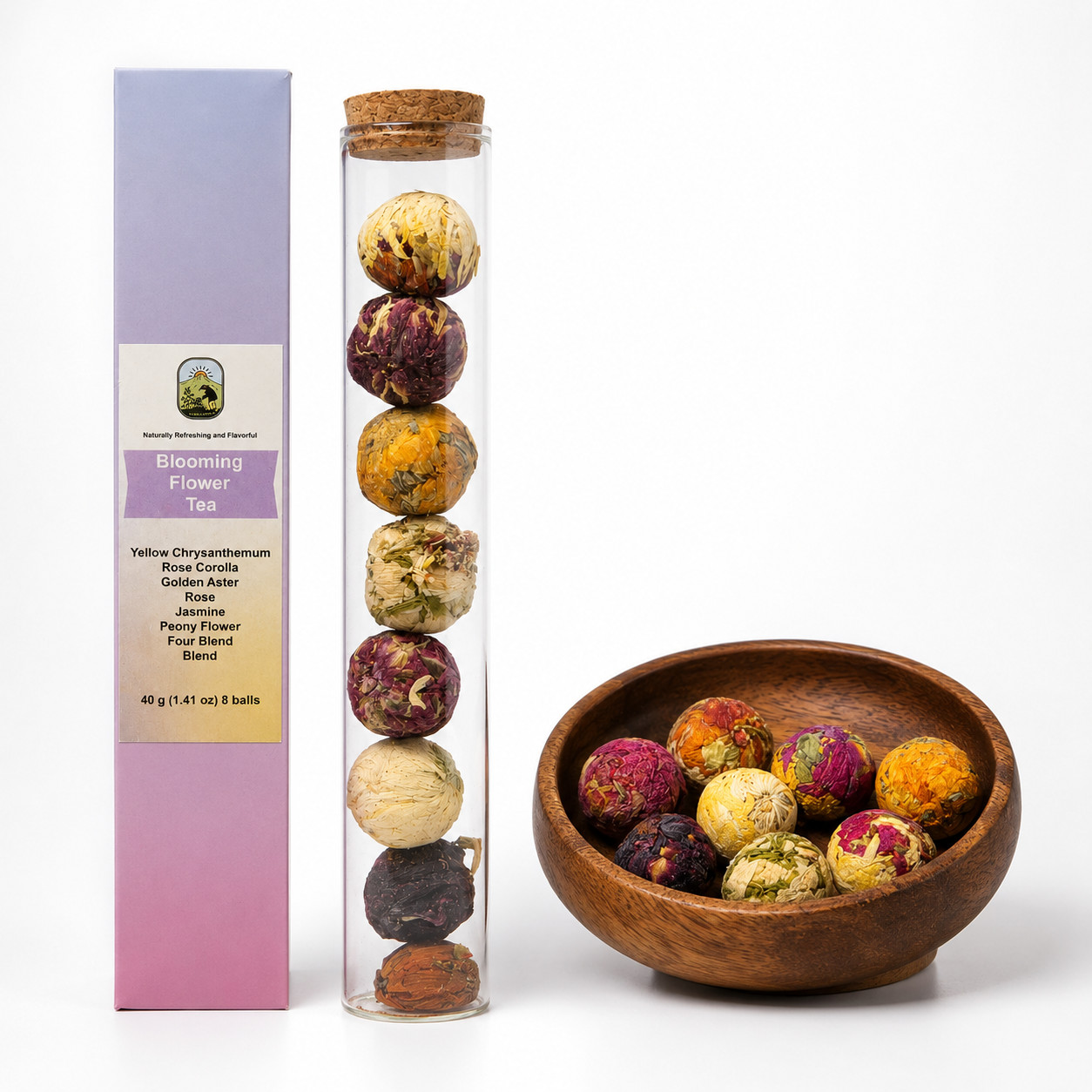 Flowering Tea Balls 8 pack Chinese Blooming Floral Iced Tea 40g Caffeine-Free