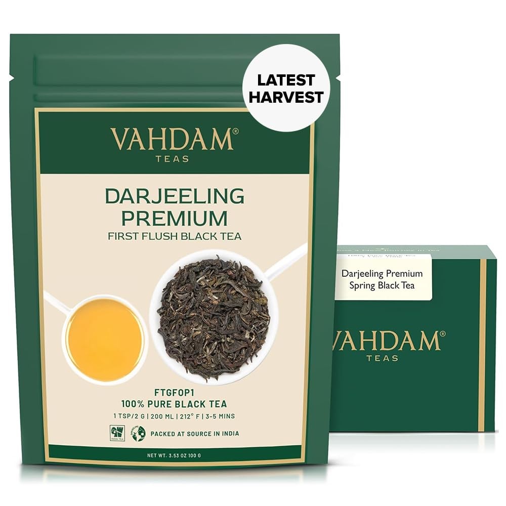 , First Flush Darjeeling Tea – 50 Cups (3.53oz) | Loose Leaf Black Tea – Flow…