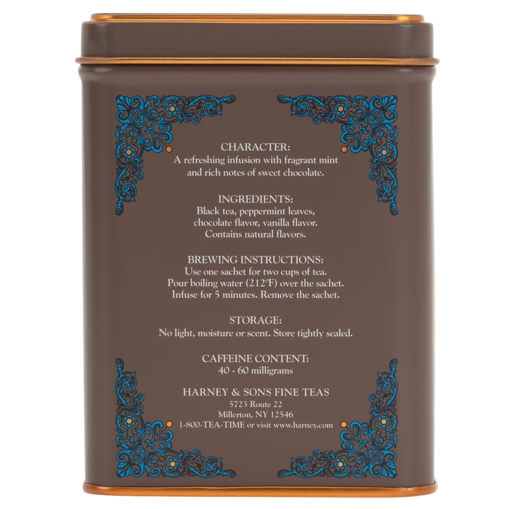 Chocolate Mint Flavored Black Tea Sachets per Tin