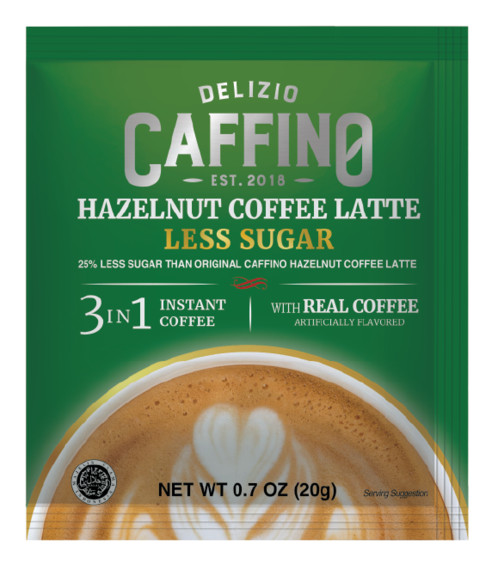 2 PACK DELIZIO CAFFINO HAZELNUT COFFEE LATTE 3 IN 1 INSTANT COFFEE WITH MILK