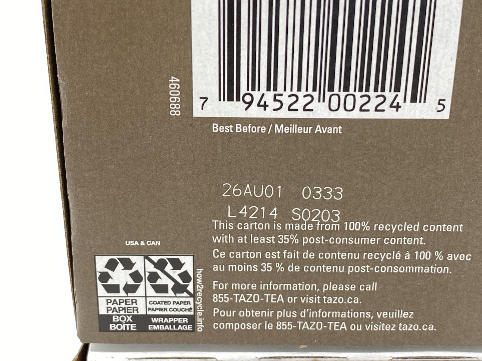 Tazo Awake English Breakfast Black Tea Bags Organic 2 Boxes of 20 each