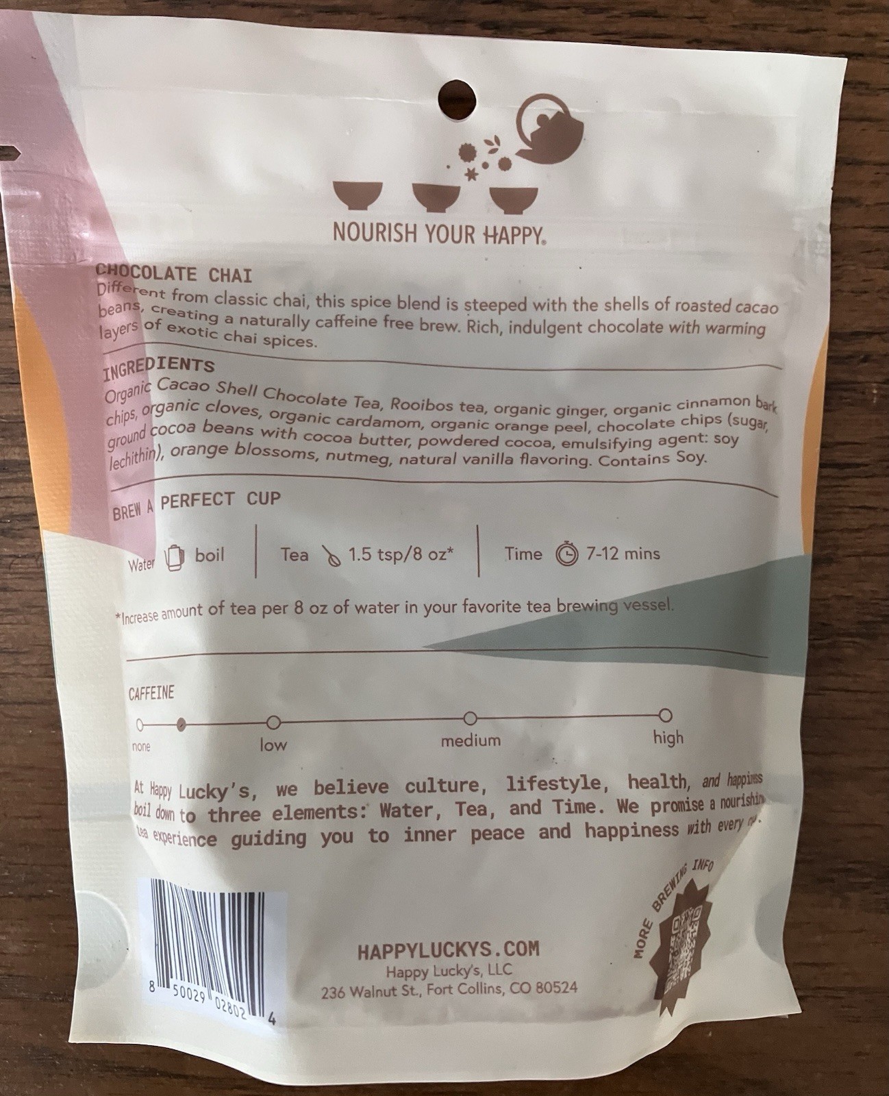 Happy Lucky’s 2 Ounces Loose Leaf Herbal Tea Chocolate Chai Caffeine-Free