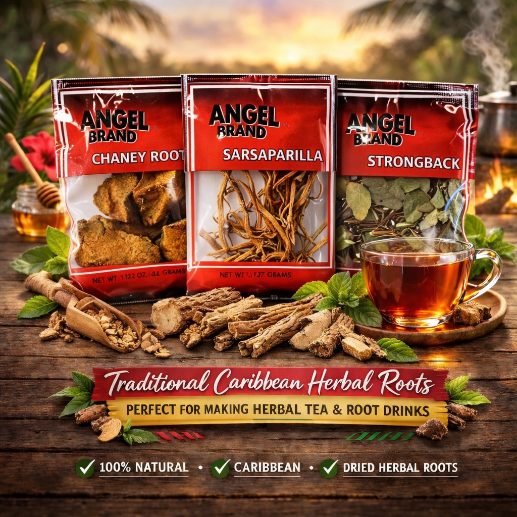 Angel Brand Caribbean Roots Tea Bundle 1 Pack Chaney, Sarsaparilla & Strongback