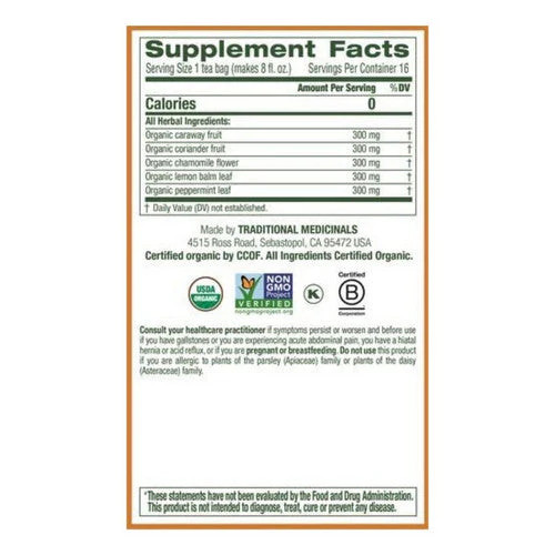 Organic Gas Relief Tea 16 BAGS By Traditional Medicinals