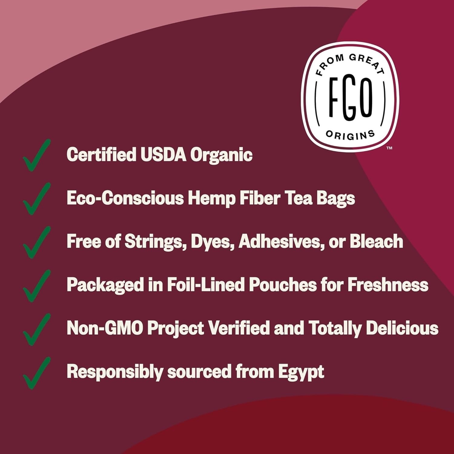 Organic Hibiscus Tea, 100 Count, Eco-Conscious Tea Bags, Caffeine Free, Packa…