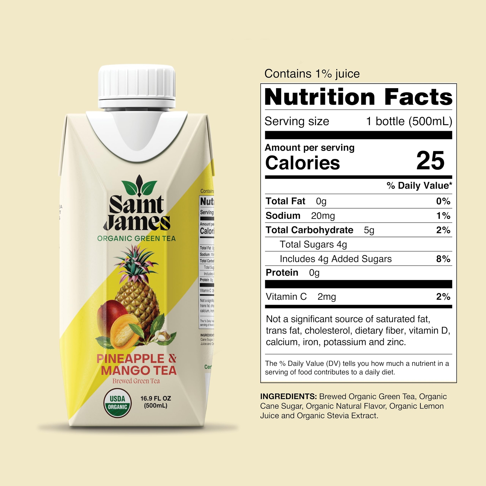 Iced Tea – Organic Green Tea – Non GMO Gluten Free Low Calorie & Low Sugar – …