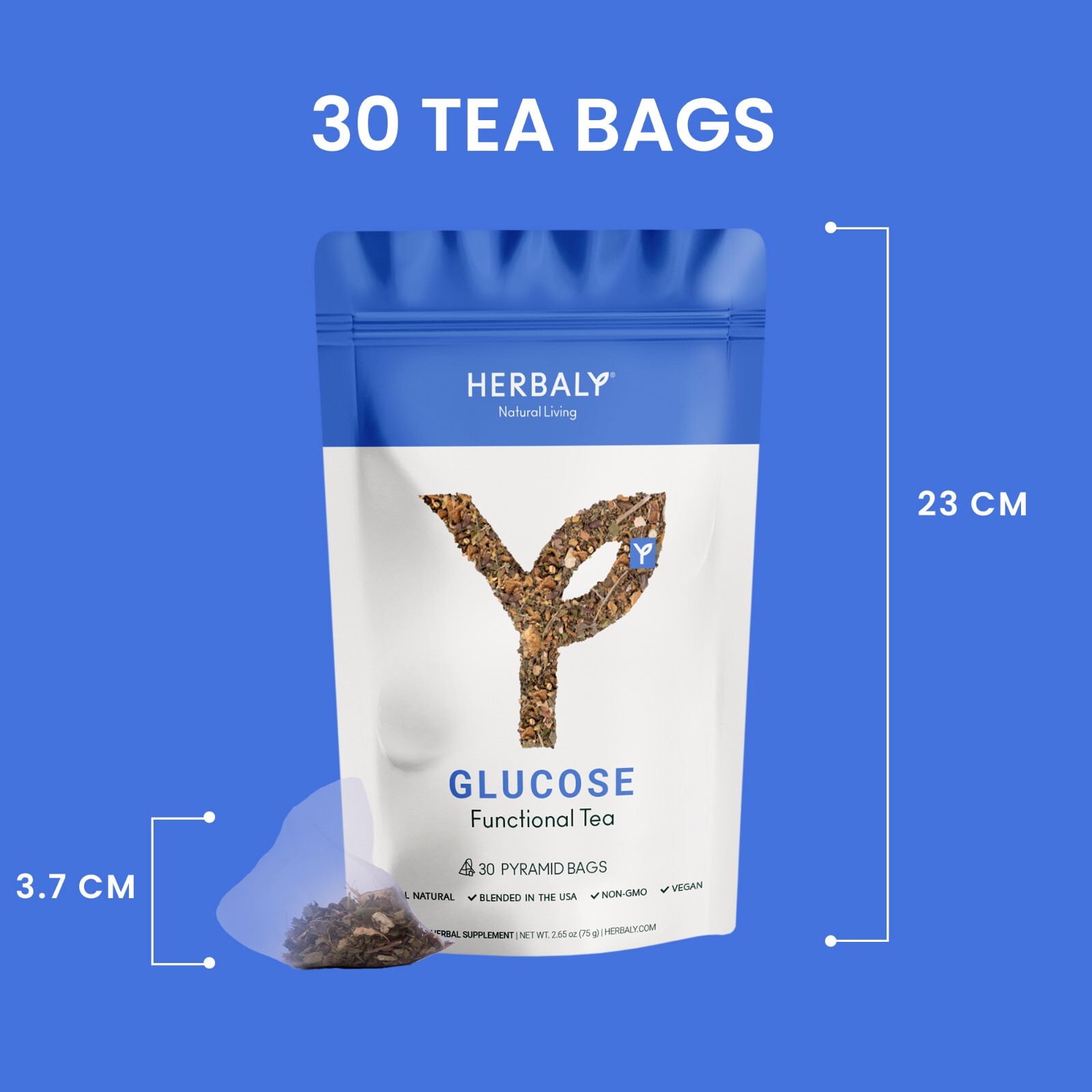 HERBALY Glucose Functional Tea Organic Blood Sugar Wellness